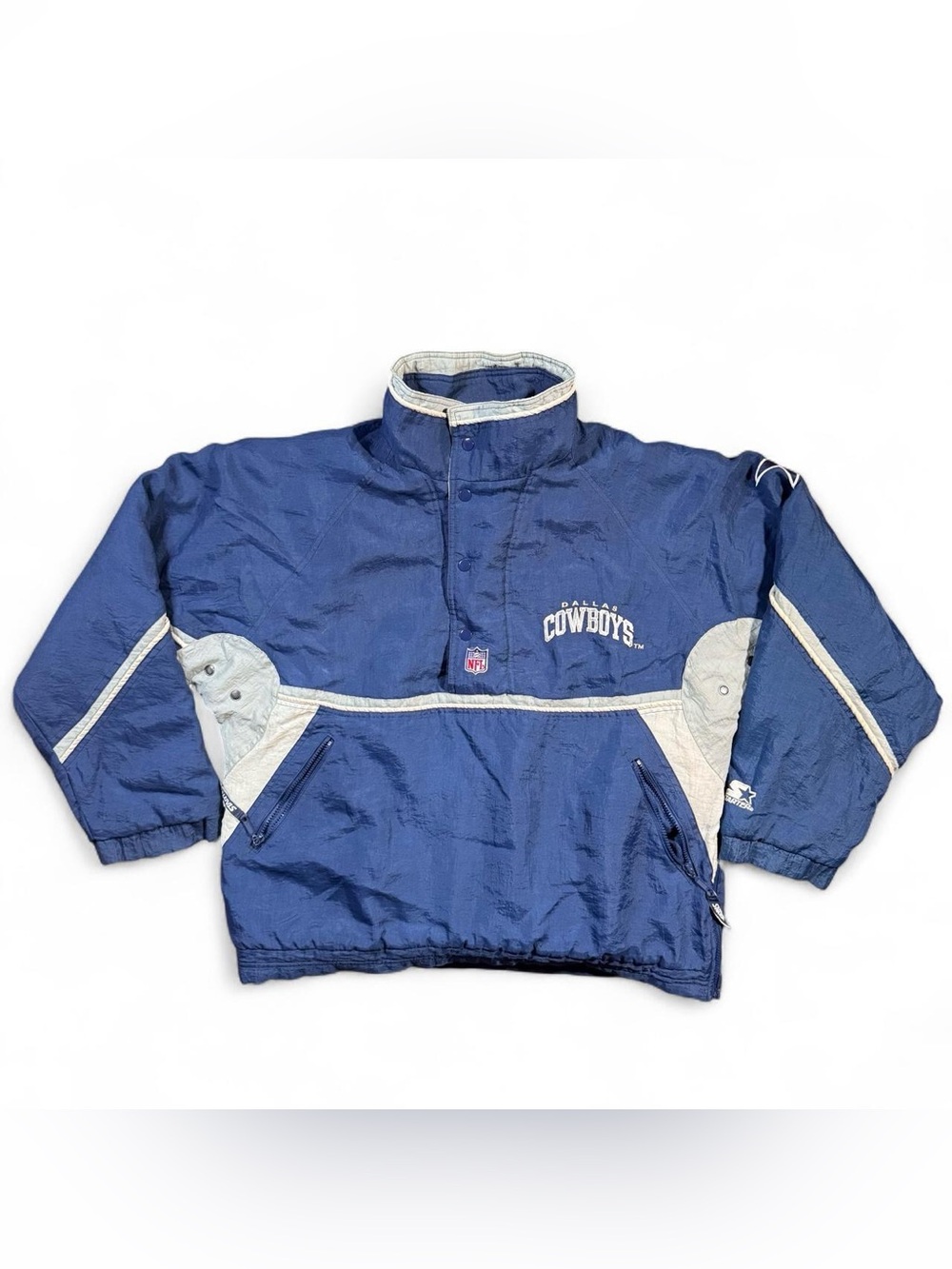 Vintage 90s Dallas Cowboys Starter Jacket Puffer Anorak Pullover Mens L Mint